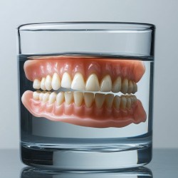 Remove your dentures and soak them in water while you sleep